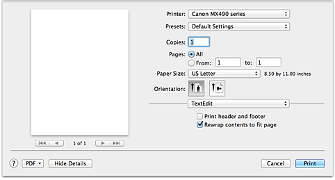 Canon : PIXMA Manuals : MX490 series : Print Dialog